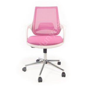 Regal Krom Ayaklı Çalışma Koltuğu Beyaz Pembe