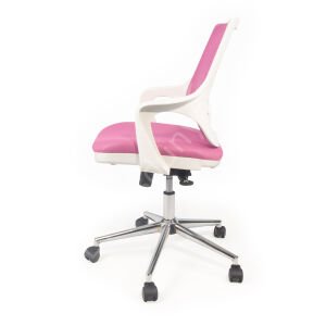 Regal Krom Ayaklı Çalışma Koltuğu Beyaz Pembe