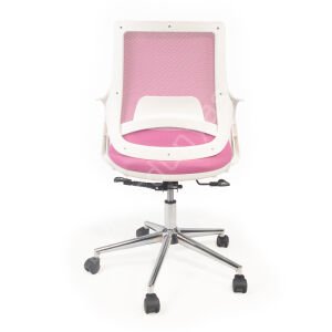 Regal Krom Ayaklı Çalışma Koltuğu Beyaz Pembe