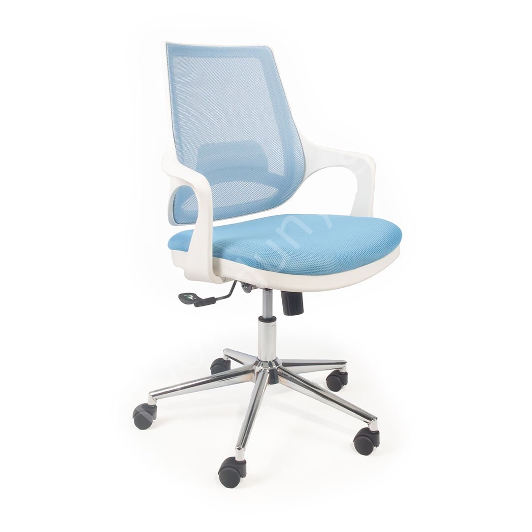 Regal Krom Ayaklı Çalışma Koltuğu Beyaz A.Mavi
