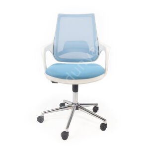 Regal Krom Ayaklı Çalışma Koltuğu Beyaz A.Mavi