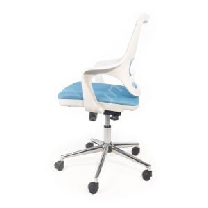 Regal Krom Ayaklı Çalışma Koltuğu Beyaz A.Mavi