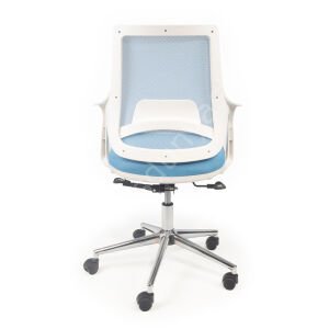 Regal Krom Ayaklı Çalışma Koltuğu Beyaz A.Mavi