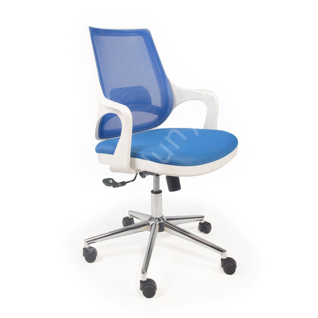 Regal Krom Ayaklı Çalışma Koltuğu Beyaz K.Mavi