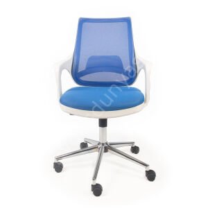 Regal Krom Ayaklı Çalışma Koltuğu Beyaz K.Mavi