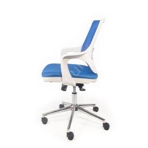 Regal Krom Ayaklı Çalışma Koltuğu Beyaz K.Mavi