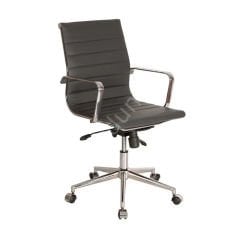 Massi Krom Ayaklı Çalışma Koltuğu Siyah Deri