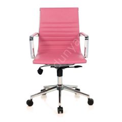 Massi Krom Ayaklı Çalışma Koltuğu Pembe Deri
