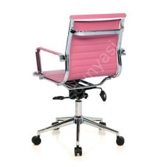 Massi Krom Ayaklı Çalışma Koltuğu Pembe Deri