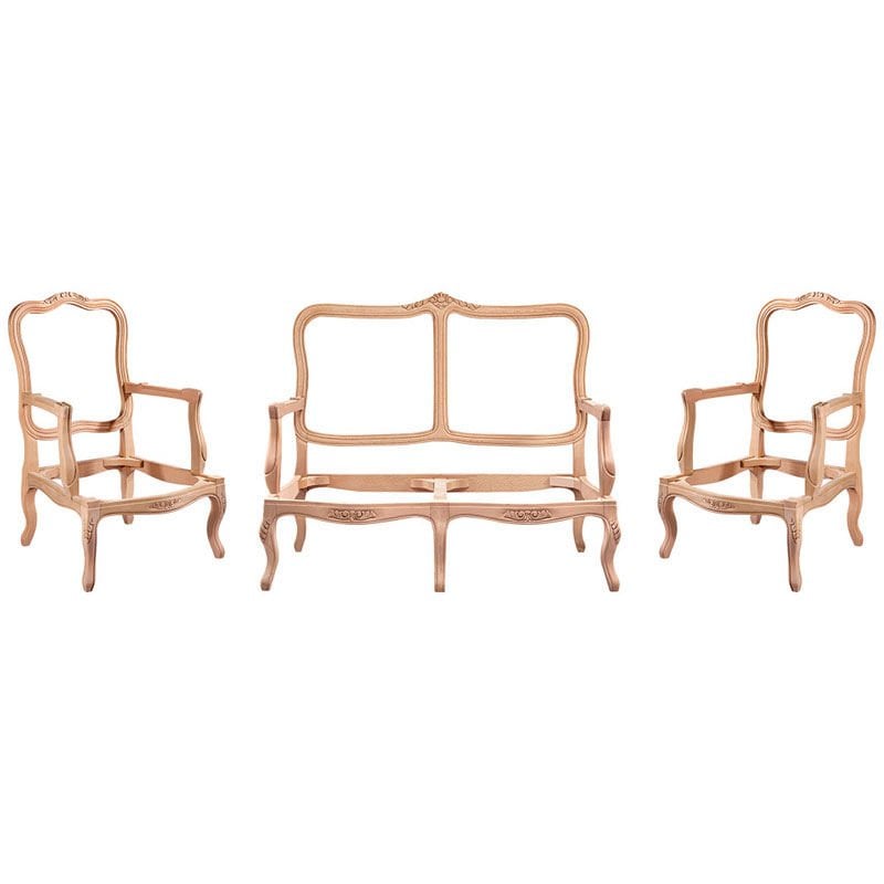 İtalyan Oymalı Ham Ahşap Çay Takımı