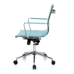 Massi Krom Ayaklı Çalışma Koltuğu Turkuaz Deri
