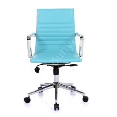 Massi Krom Ayaklı Çalışma Koltuğu Turkuaz Deri