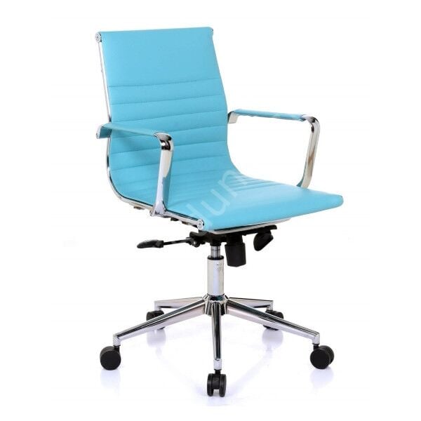 Massi Krom Ayaklı Çalışma Koltuğu Turkuaz Deri