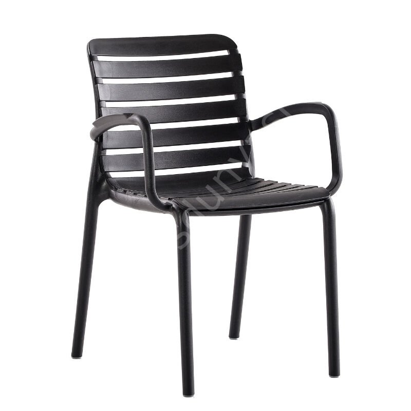 Verdalüx Kollu PP Plastik Sandalye Siyah