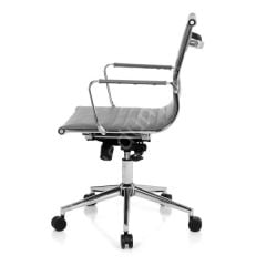 Massi Krom Ayaklı Çalışma Koltuğu Gri Deri