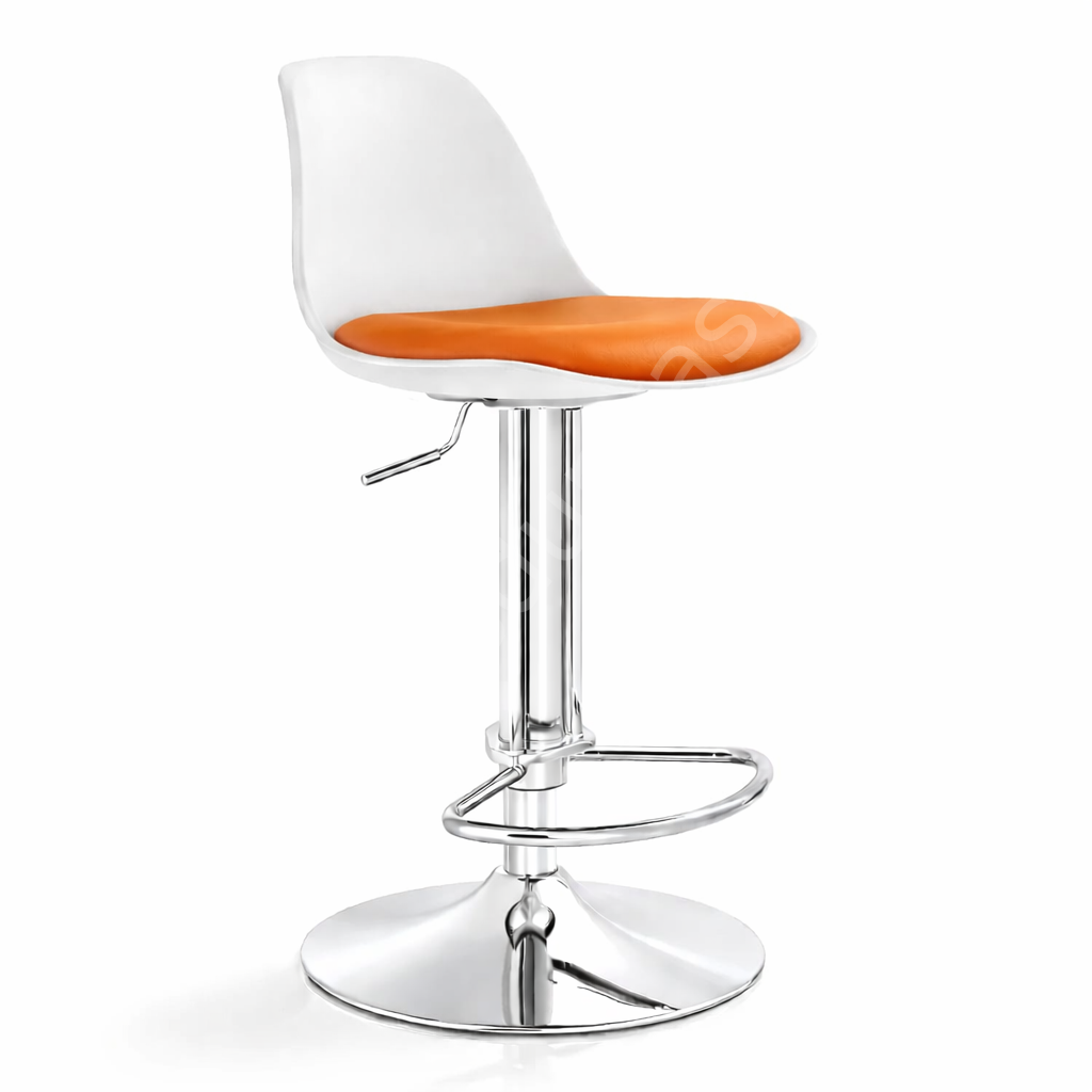 Vegas Beyaz Modern Tepsi Ayaklı Bar Sandalyesi Turuncu