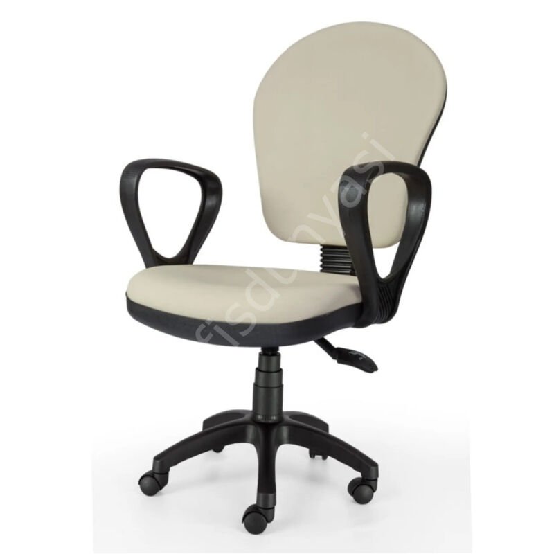 Soft Plastik Ayaklı Çalışma Koltuğu Krem