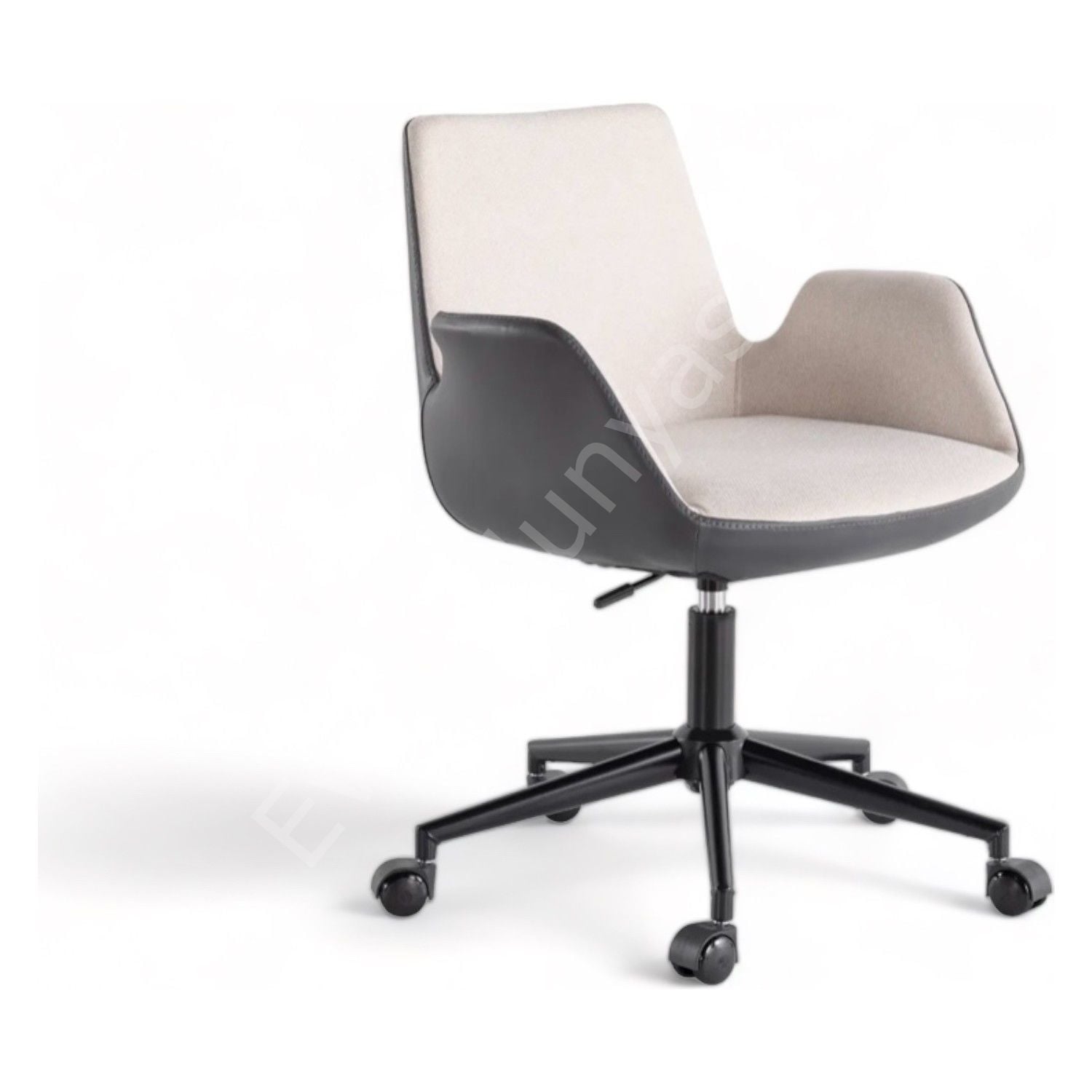 Begüm Çift Renk Çalışma Koltuğu Antrasit Krem - Siyah Boya