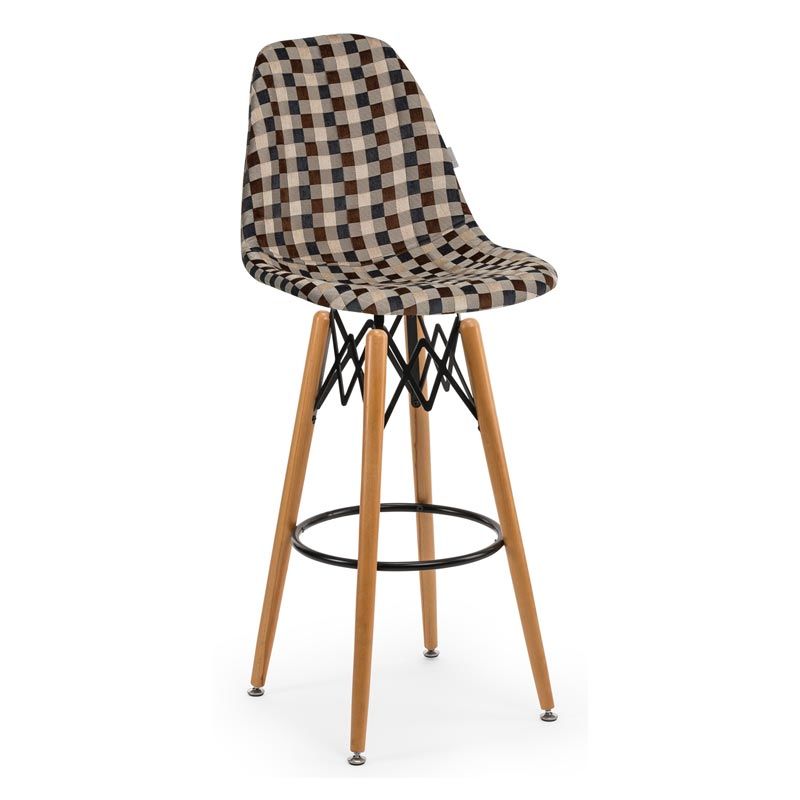 Veos Döşemeli Ahşap Ayaklı Bar Sandalyesi Artnuvo 46904-v5