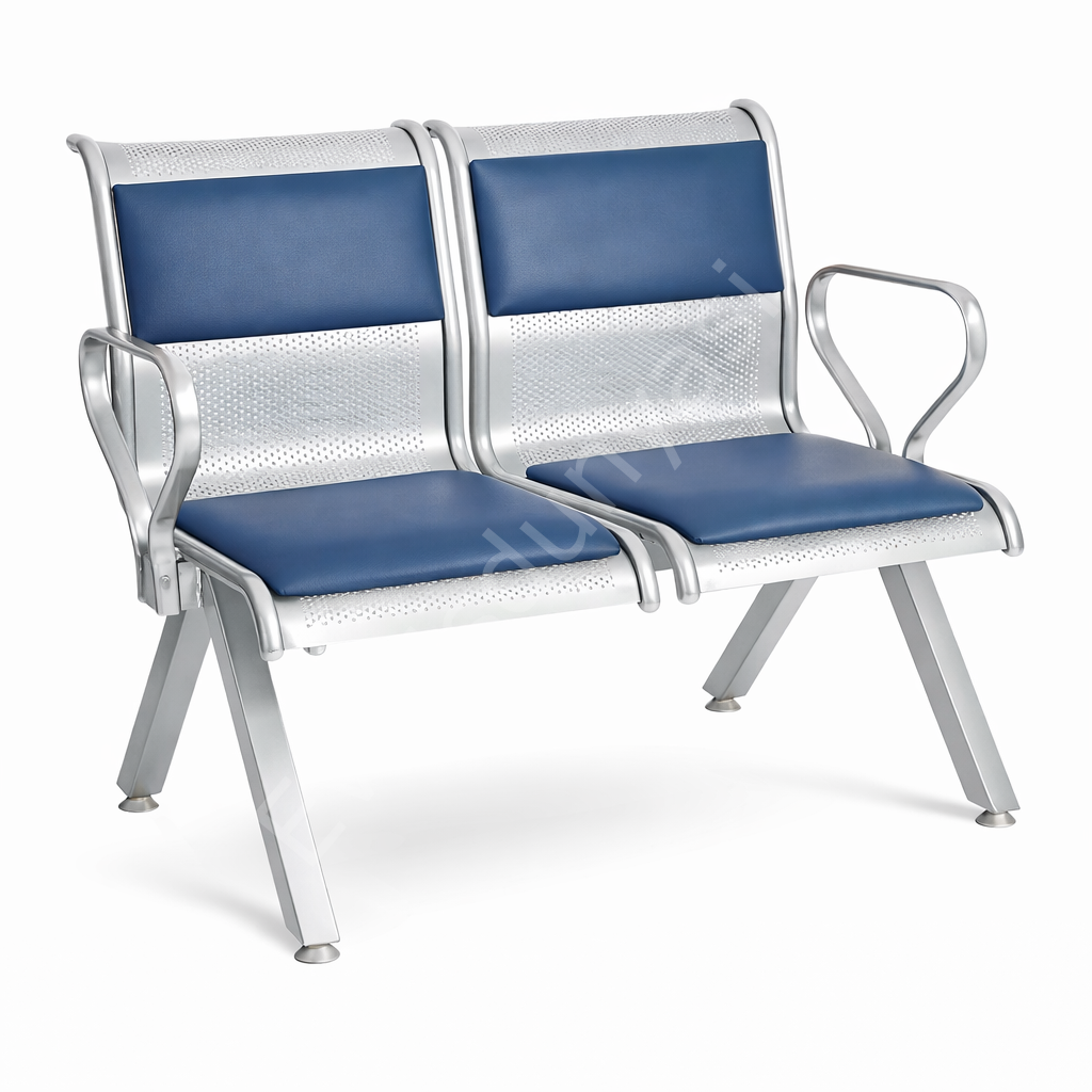 Eta Metal İkili Bekleme Koltuğu Mavi