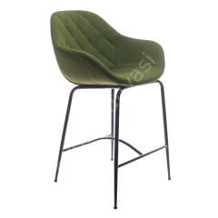 Arf Desenli Metal Ayak Bar Sandalyesi 75 - Yeşil Keten