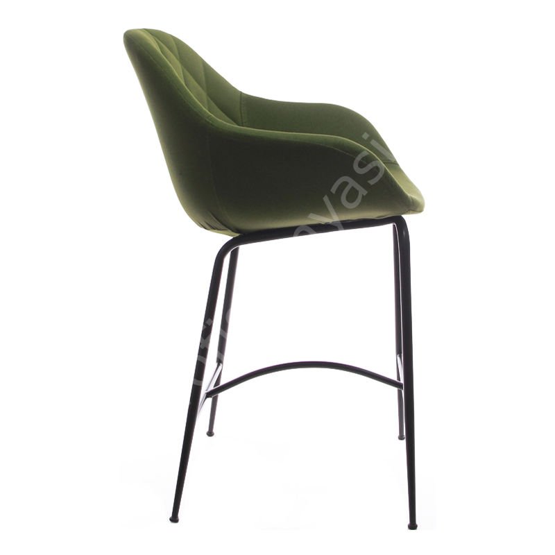 Arf Desenli Metal Ayak Bar Sandalyesi 75 - Yeşil Keten