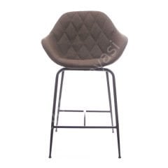 Arf Desenli Metal Ayak Bar Sandalyesi 65 - Kahve Keten