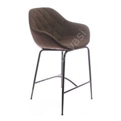 Arf Desenli Metal Ayak Bar Sandalyesi 65 - Kahve Keten
