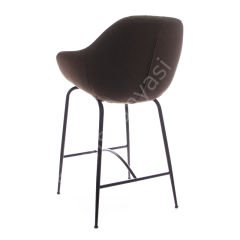 Arf Desenli Metal Ayak Bar Sandalyesi 65 - Kahve Keten