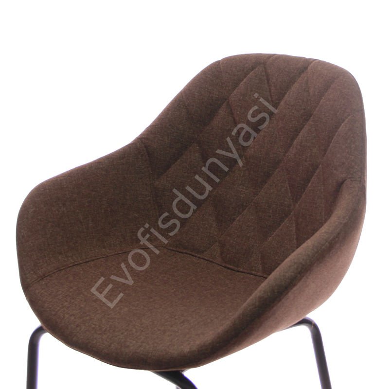 Arf Desenli Metal Ayak Bar Sandalyesi 65 - Kahve Keten
