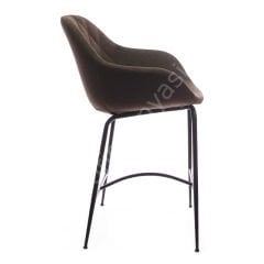 Arf Desenli Metal Ayak Bar Sandalyesi 75 - Kahve Keten