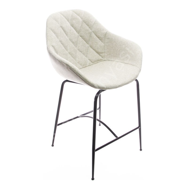 Arf Desenli Metal Ayak Bar Sandalyesi 65 - Krem Keten