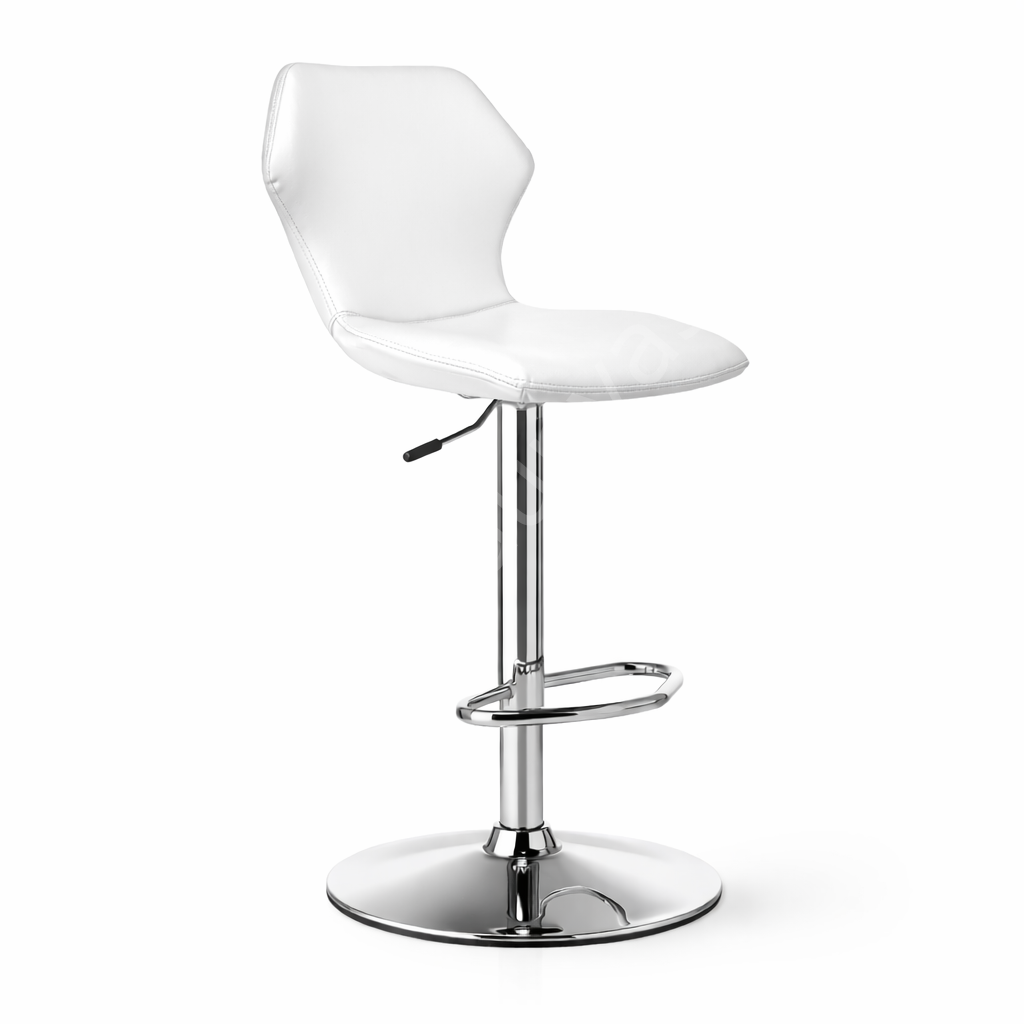 High Bar Sandalyesi Beyaz Deri