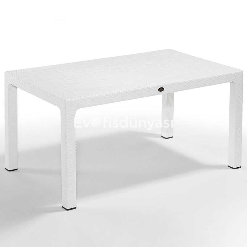 90x150 PP Rattan Görünümlü Masa Beyaz
