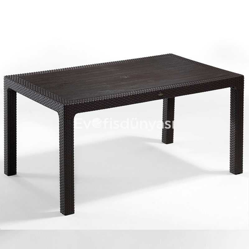 90x150 PP Rattan Görünümlü Masa Kahve