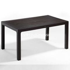 90x150 PP Rattan Görünümlü Masa Kahve
