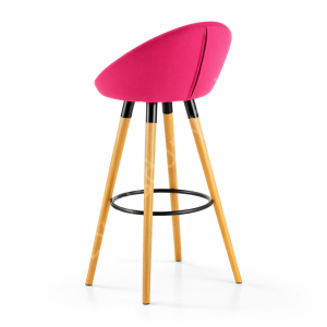 Laria Ahşap Ayaklı Bar Sandalyesi Pembe - 65 cm