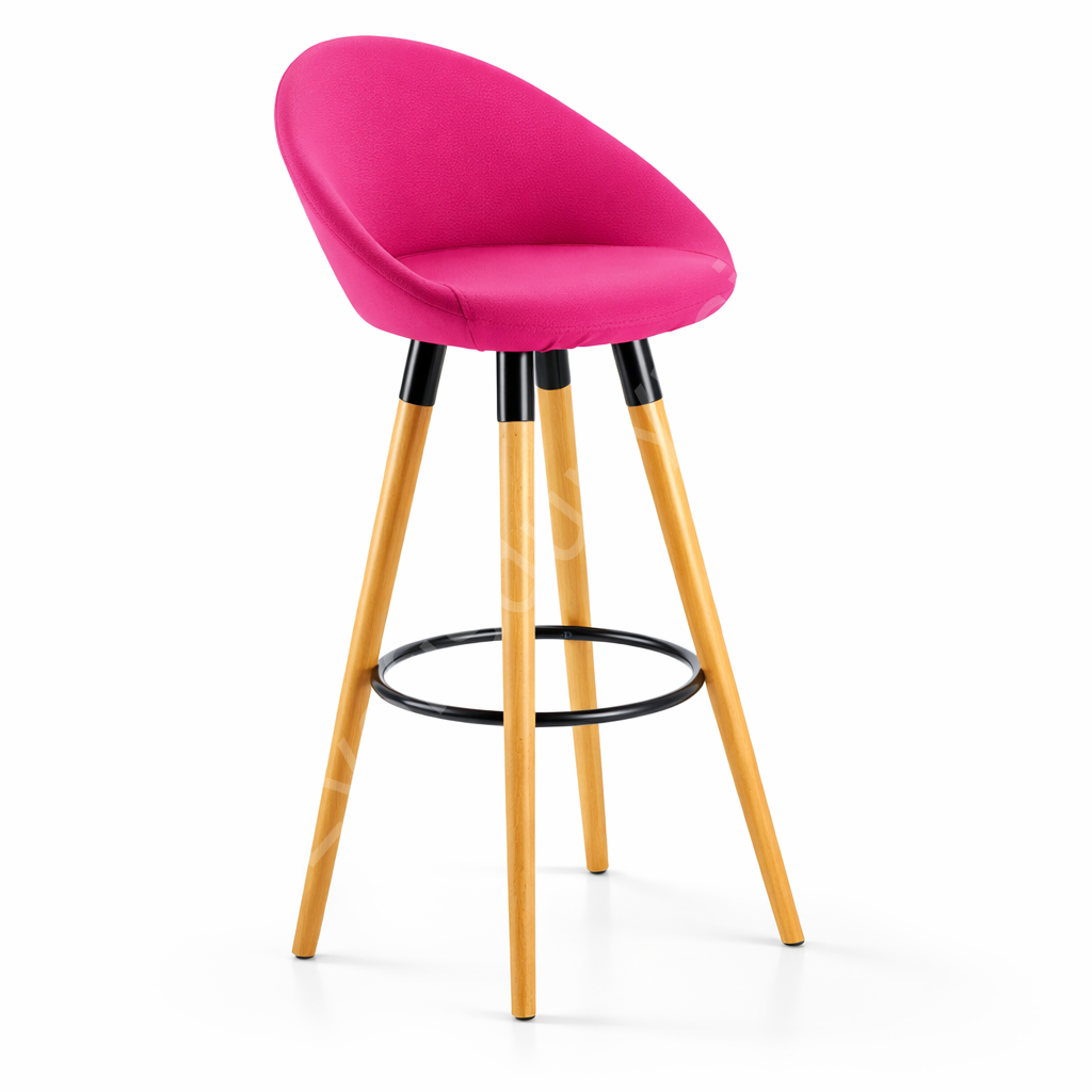 Laria Ahşap Ayaklı Bar Sandalyesi Pembe - 65 cm