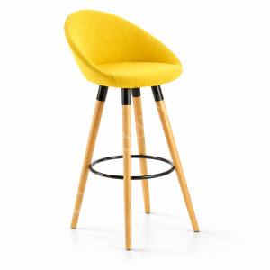 Laria Ahşap Ayaklı Bar Sandalyesi Sarı - 65 cm