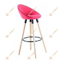Laria Ahşap Ayaklı Bar Sandalyesi Pembe - 75 cm