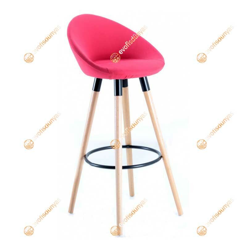 Laria Ahşap Ayaklı Bar Sandalyesi Pembe - 75 cm