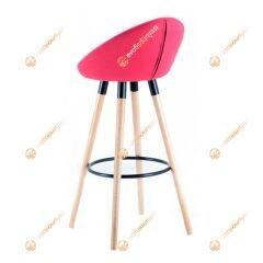 Laria Ahşap Ayaklı Bar Sandalyesi Pembe - 75 cm