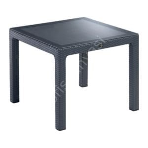 90×90 Camlı PP Rattan Görünümlü Masa Antrasit