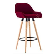 Aura Ahşap Ayaklı Bar Sandalyesi 65 cm - Mor