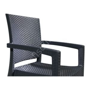 Real Rattan Görünümlü Kollu Sandalye Beyaz
