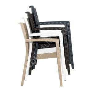 Real Rattan Görünümlü Kollu Sandalye