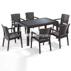 Real 6’lı Masa Sandalye Takımı 90×150 Kahve