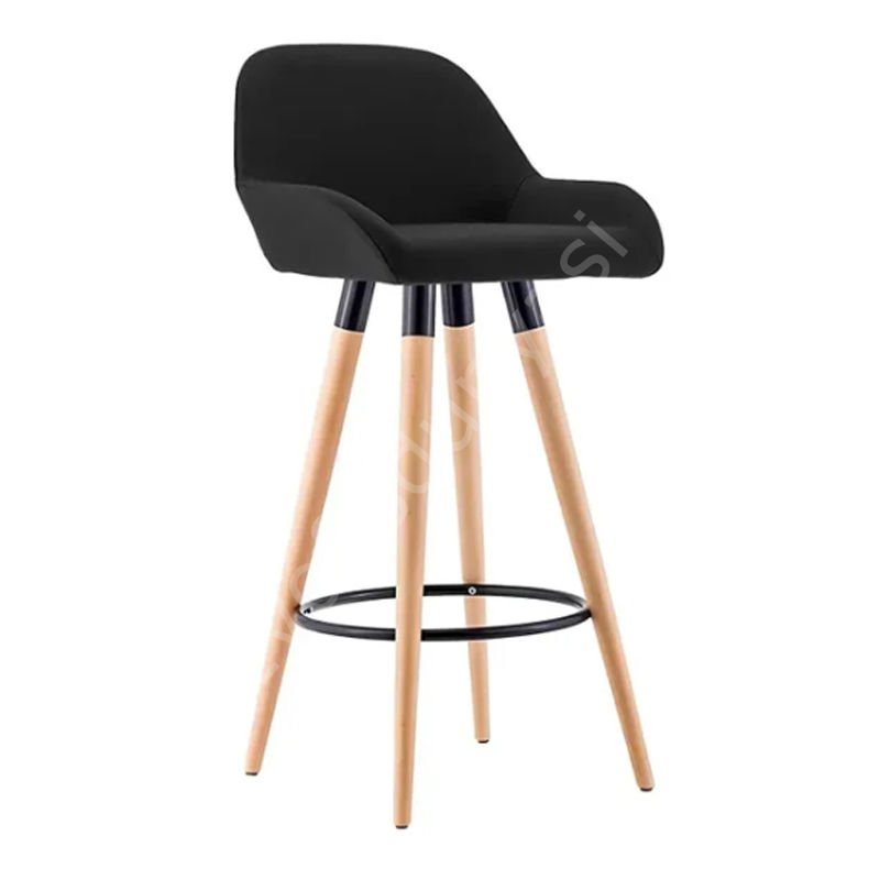 Aura Ahşap Ayaklı Bar Sandalyesi Siyah - 75 cm
