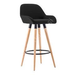 Aura Ahşap Ayaklı Bar Sandalyesi Siyah - 75 cm