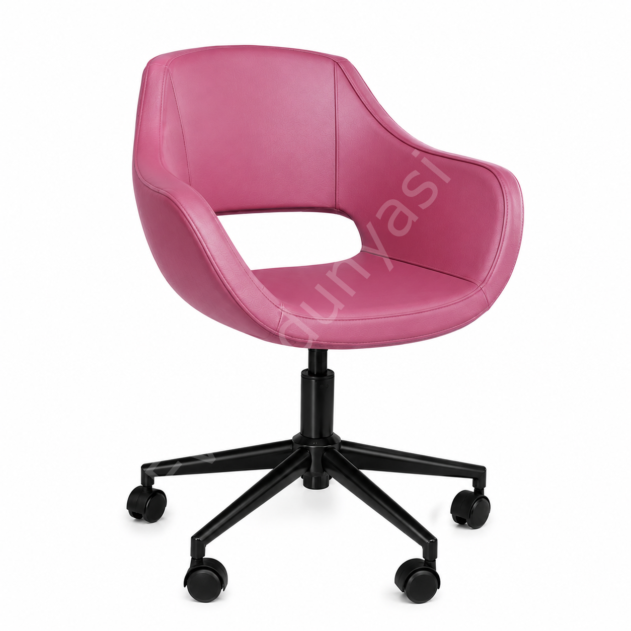 Store Çalışma Sandalyesi Pembe Deri - Siyah Boya